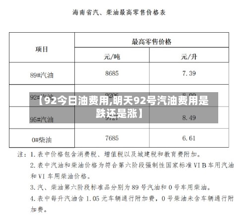 【92今日油费用,明天92号汽油费用是跌还是涨】