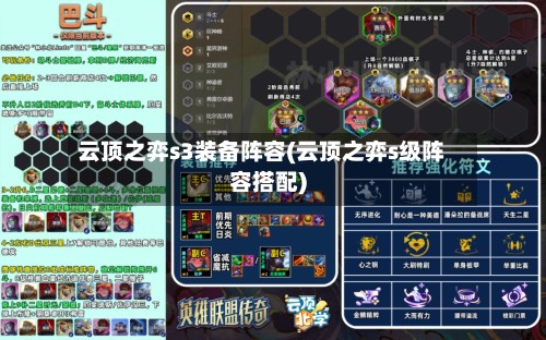 云顶之弈s3装备阵容(云顶之弈s级阵容搭配)